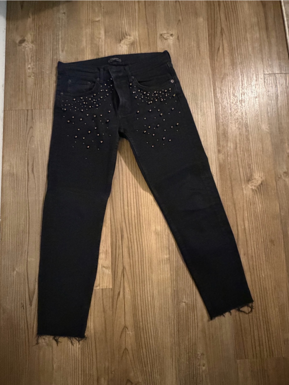 Zara Black Studded Skinny Jeans size 6